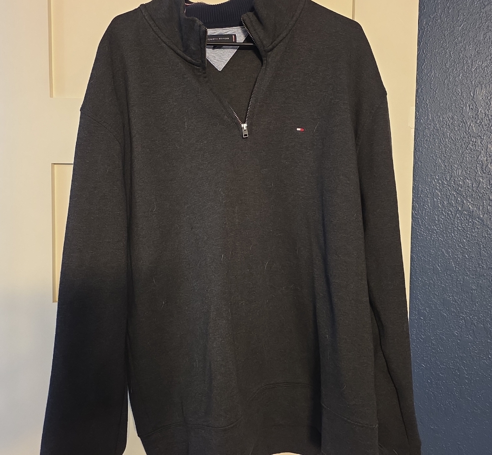 TOMMY HILLFIGER  Men's Black Quarter-Zip Sweater